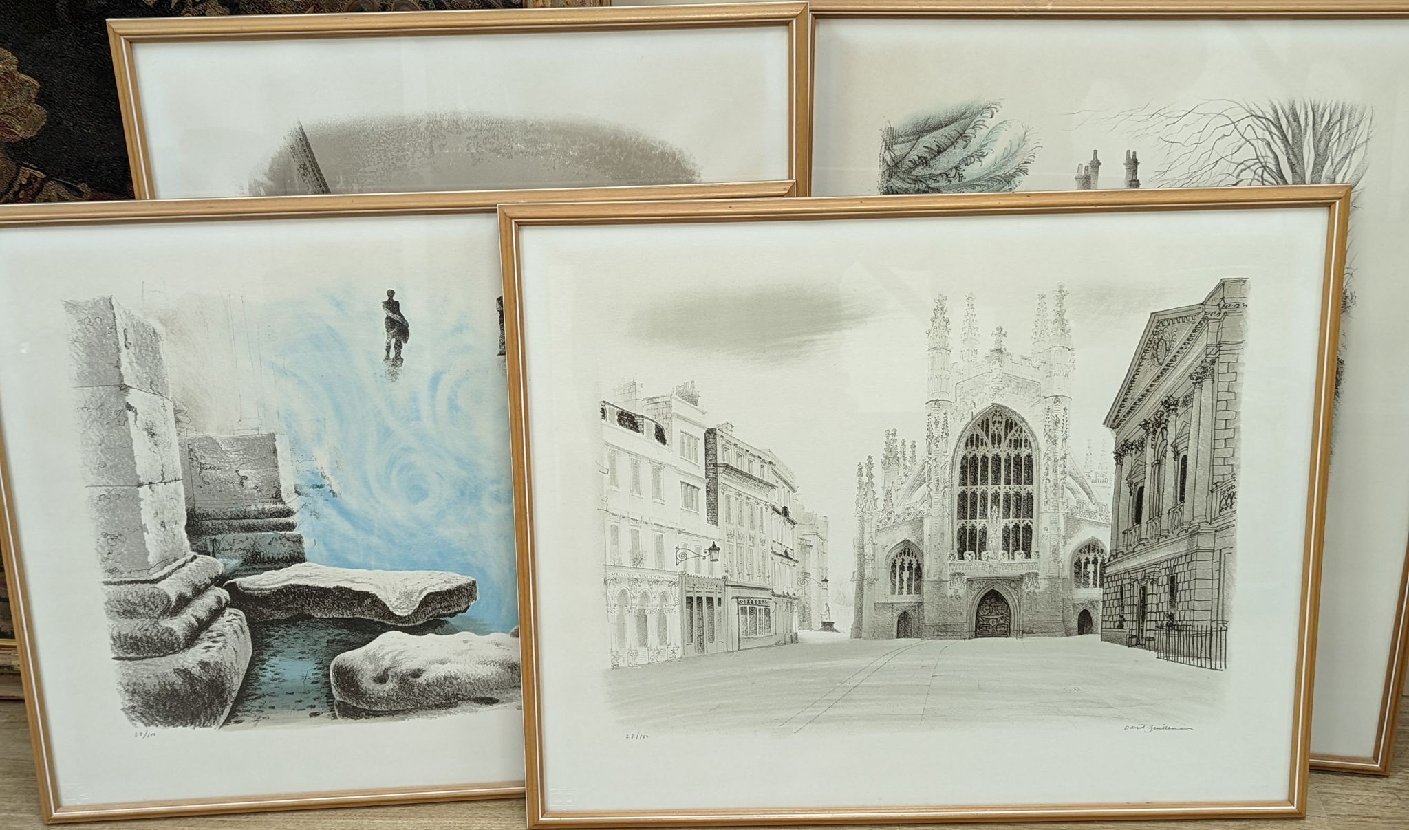 David Gentleman, four limited edition prints, topographical scenes, all signed in pencil and numbered from the edition of 100, 63 x 50cm